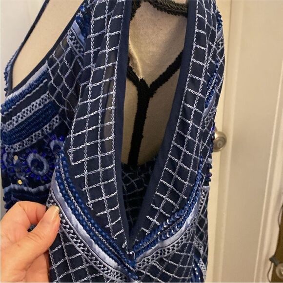 Parker Blue Patterned embellished Women's Dress, M - Picture 10 of 16
